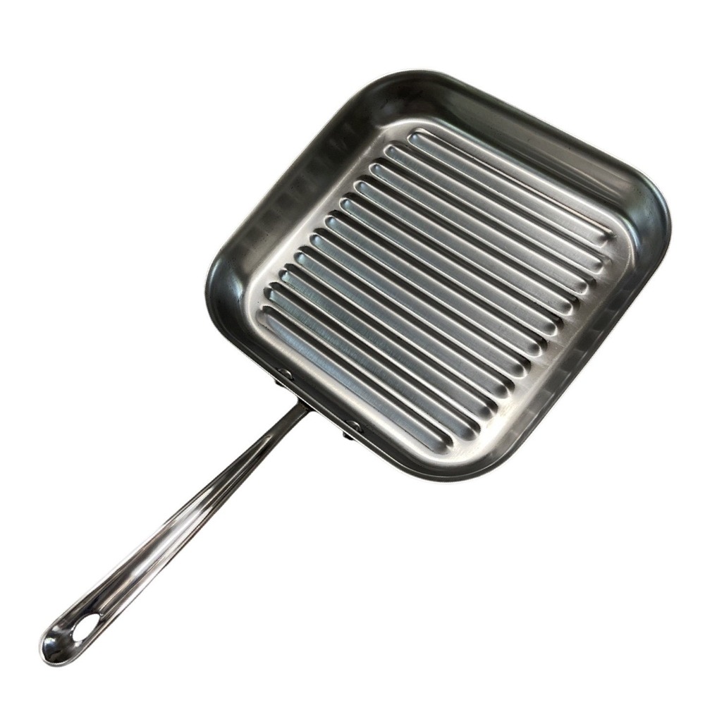 ALL-CLAD Stainless Steel Square Grill Pan Skillet Griddle 11" x 11" Ridges GC